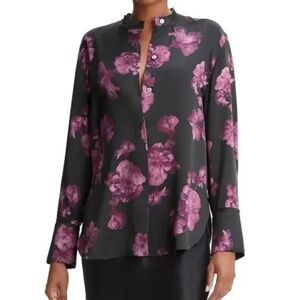 Vince Begonia Floral Silk Banded Blouse size XS NWT